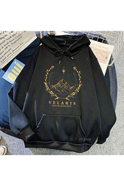 Tarzsokak Μαύρο Unisex ACOTAR Velaris με γραφικά στάμπα Vintage άνετα ανδρικά...