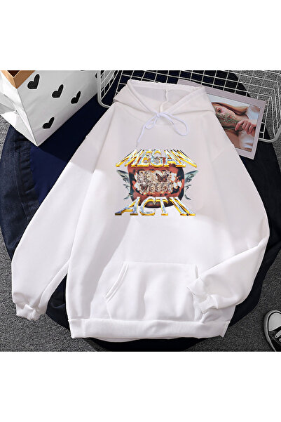 Tarzsokak Hanorace albe unisex Megan Act II Megan Thee Stallion Streetwear Hi...