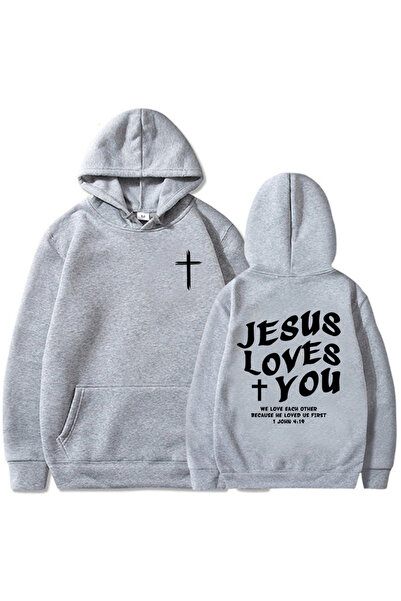 Tarzsokak Gri Unisex Isus Te iubesc Verset din Biblia creștină Literă cu impr...