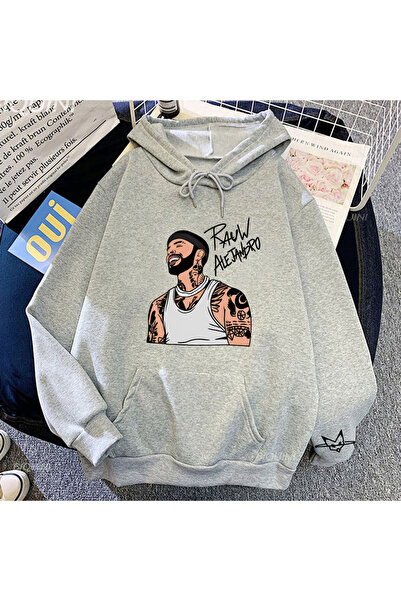 Tarzsokak Hanorac gri unisex cu glugă și logo Alejandro Saturno