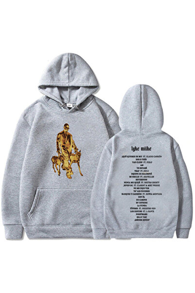 Tarzsokak Hanorace gri unisex LYKE MIIKE 2025 cu imprimeu album Myke Towers R...