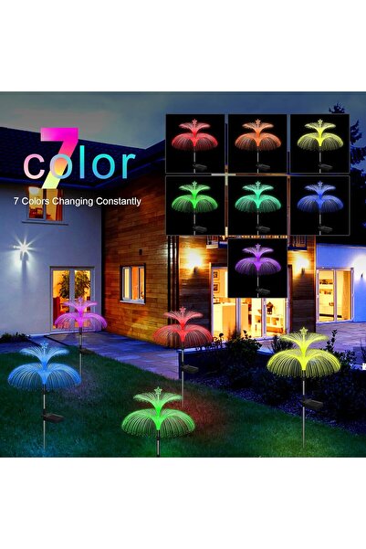 COOYA 2 Pcs Outdoor Jellyfish Solar Lights,Waterproof 7 Color,for Porch Patio Yard Deck Walkway Decoration