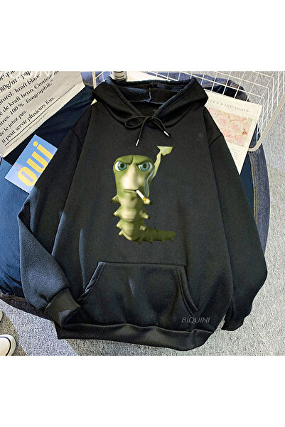 Tarzsokak Hanorace negre unisex cu glugă, cu desene animate amuzante, confort...