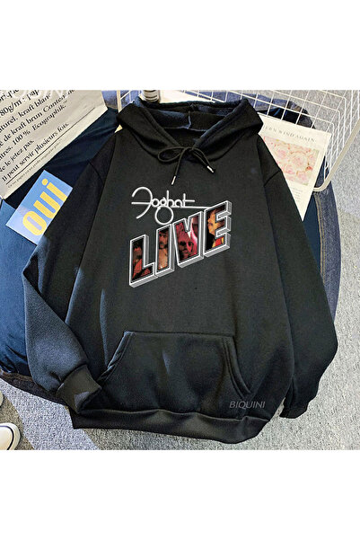 Tarzsokak Hanorace negre unisex Rock Band Foghat Live cu glugă pentru bărbați...