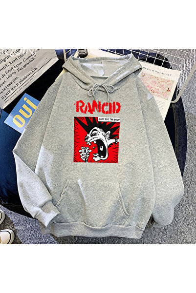 Tarzsokak Hanorace gri unisex cu imprimeu „Give 'em The Boot” Rancid, stil ro...