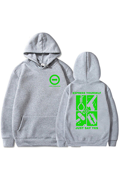 Tarzsokak Hanorace gri unisex, cu glugă, cu mânecă lungă, tip O, Negative Roc...