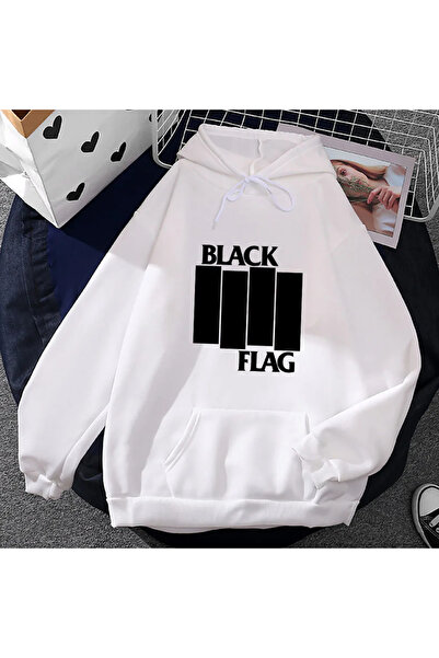 Tarzsokak Alb Unisex Negru cu imprimeu bandă cu steag îmbrăcăminte stil punk ...