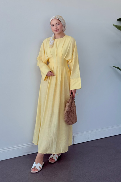 Şulemoda Giyim Φόρεμα με ζώνη Άιφελ κίτρινο