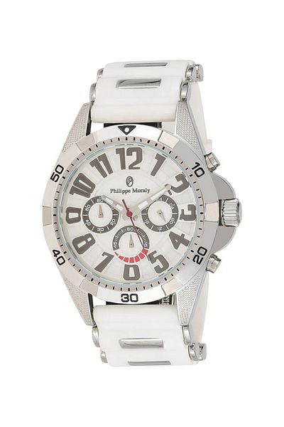 Philippe Moraly Rubber Strap Chronograph Wrist Watch RC1455WWW - 45.5mm