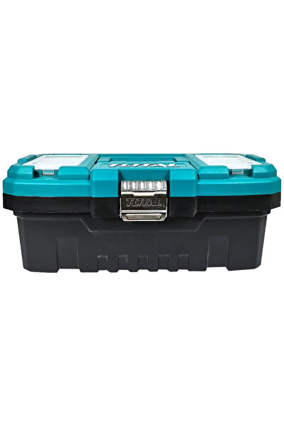 TOTAL 14-Inch Plastic Tool Box TPBX0142 with Metal Buckle and Storage Tray, 356x168x160mm
