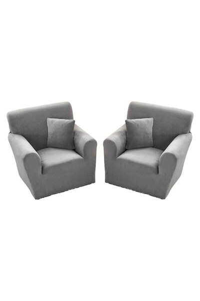 OEM Set 2 huse elastice pentru fotoliu 90-130 cm, catifea, MS STAR@, gri deschis