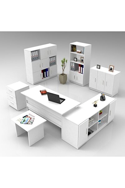 Yurupa Bega ABCDEFG2 Ofis Masa Makam Takımı 3 Renk Beyaz BEG19-W
