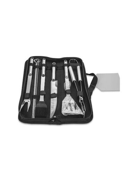OEM Set de ustensile pentru grătar, 10 piese, oțel inoxidabil, geantă de depozitare
