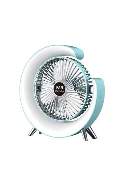 OEM USB Desk Fan with LED Light, 3 Speeds, 180° Rotation, Blue
