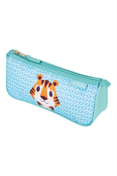 Herlitz Necesar sport triunghiular cu animale drăguțe, tigru, culoare multicoloră, material textil, 22x9,5x7,5 cm