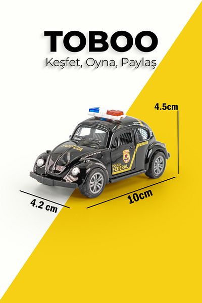 shop 1:32 Volkswagen Beetle, Classic Black Police Car – Metal Alloy – High Detail Vosvos 10cm