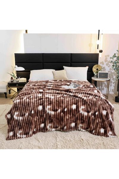 JOJO HOME Patura Cocolino, Uni, 2 persoane, 200x230cm, Maro multicolor