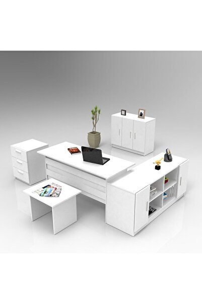 Yurupa Bega ABCDF Ofis Büro Masa Takımı 3 Renk Beyaz BEG15-W