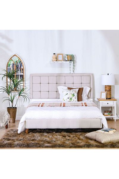 Danube Home V2 Gordion 180x200 King Bed - Light Cream L190xW208.6xH118cm