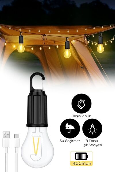 sonx Taşınabilir Şarjlı Led Ampül Outdoor Kamp Bahçe Lambası