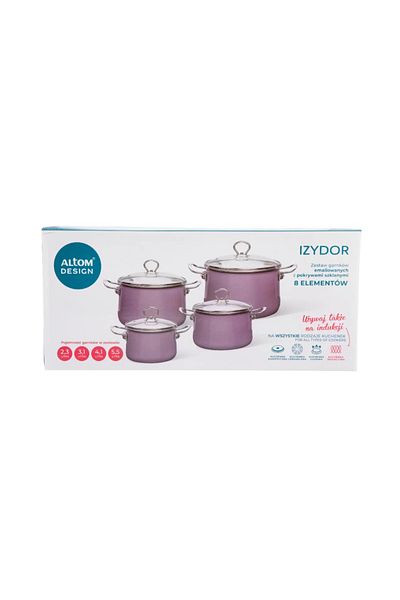 ALTOM DESIGN Set de oale emailate Izydor Mov, 8 piese, inducție