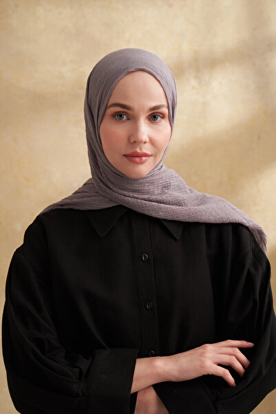 ARMANDA Muslin Leaf Pattern Shal - Dark Gray