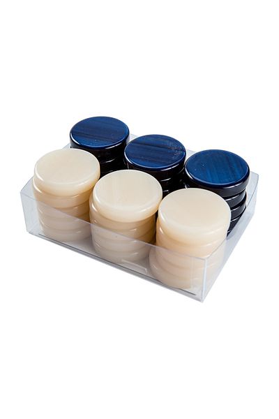 Manopoulos Backgammon game pieces - mother-of-pearl Blue - d.36 mm