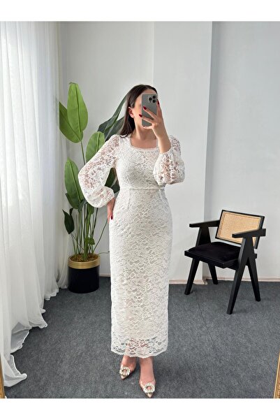 FEVRİER MODE Elora Dantel Maxi boy kalem elbise