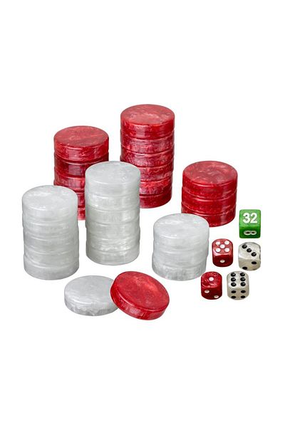 Philos Backgammon game pieces - red pearl - d.34mm