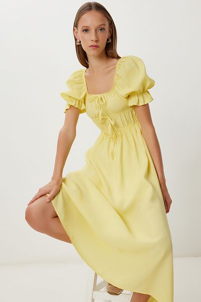 Lovelyİstanbul Rochie modală de vară Carmen Guler LUB0151 GALBEN