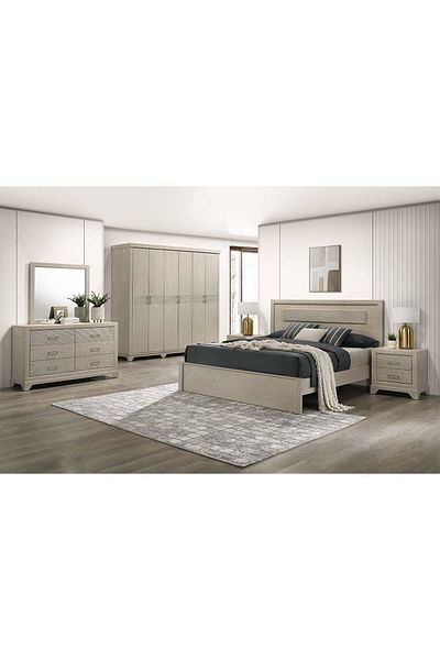 Danube Home Ryan 180x200 King Bed - Antique Grey Ash Veneer L187.8xW208xH120cm