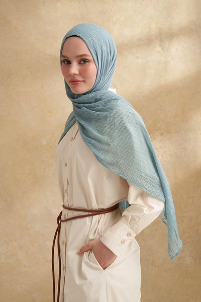 ARMANDA Muslin Leaf Pattern Shal - Green
