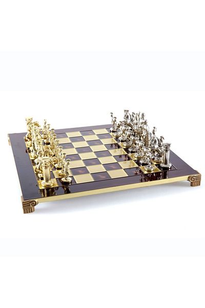 Manopoulos Chess set, pieces and metal board - Greeks and Romans