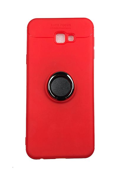 OEM Case compatible with Samsung Galaxy J4 Plus Silicone Case with Ring Phone Holder & Metal Plate Red