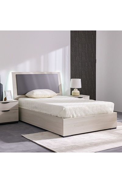 Danube Home Pletora 120x200 Single Bed with LED Lights - Grey Oak L211xW137xH115cm