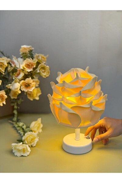 Maison Avf Butter Yellow - Sarı Eva Gül Tasarım Kablosuz Pilli Masa Lambası -...