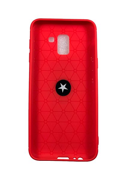 OEM Case compatible with Samsung Galaxy J6 Plus Silicone Case with Ring Phone Holder & Metal Plate Red