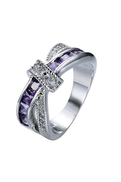 Belora Inel elegant din argint cu zirconiu mov - 7