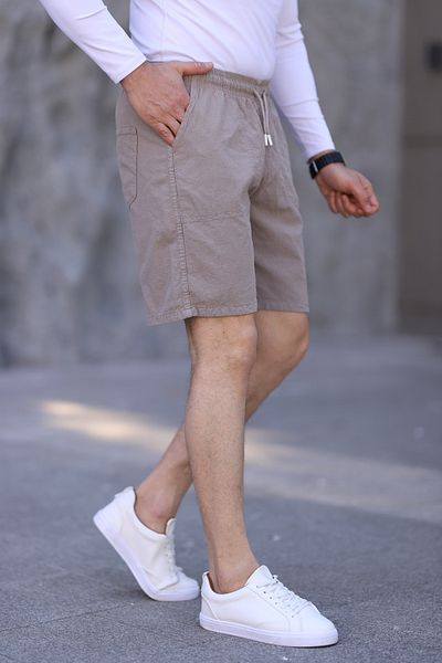 blayn jeans Ανδρικό σορτς Cream Linen - Καλοκαιρινό φαρδύ μοντέλο