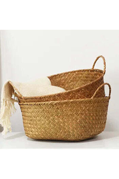 OEMN LUNA LUX Coș oval din paie împletit, cu mânere – 30 x 20 x 12 cm, rustic...