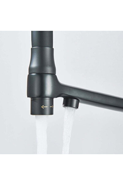 CasaVie Baterie bucatarie 3 cai pentru filtru de purificare si 2 functii de curgere a apei, negru mat, 1666