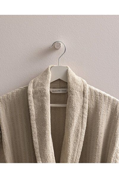 Madame Coco Derin Şalyaka %100 Pamuk Erkek Bornoz - Bej