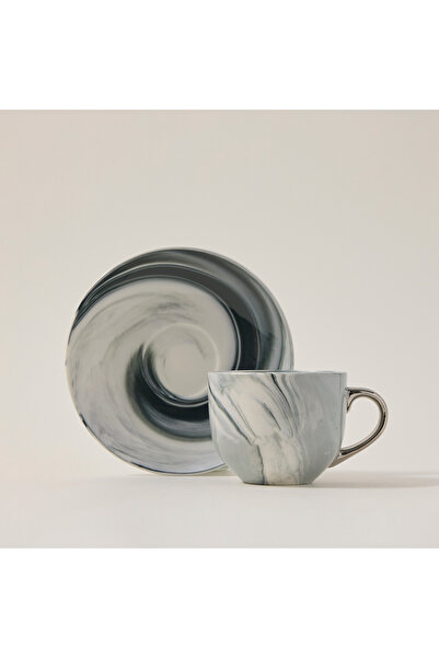 Dallaty طقم أكواب شاي إنجليزي من لا ميسا، رخام رمادي داكن، 12 قطعة