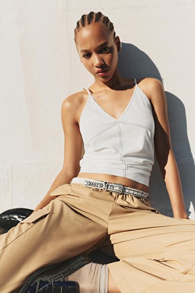 Pull & Bear Kontrast dikişli askılı top