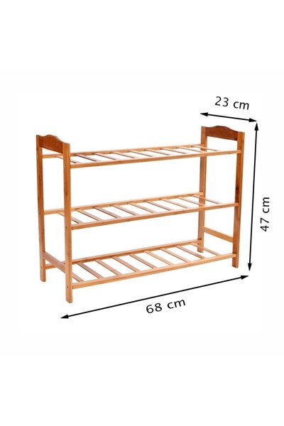PROCART 3-tier shoe rack, bamboo, 68 x 47 x 23 cm