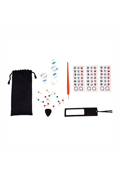 PROCART Kit of 27 accessories: scratch-off world map, stickers, fixing pins, storage case