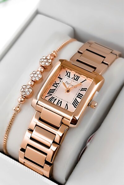 Ferrucci Steel Cord Steel Case Women Wrist Watch, 3 Atm Waterproof Rose Zmfer194