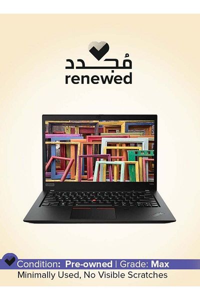 LENOVO جهاز ThinkPad T490s مستعمل بشاشة 14 بوصة ومعالج Intel Core i7 من الجيل الثامن وذاكرة 16 جيجابايت وذاكرة 512 جيجابايت باللون الأسود ونظام تشغيل Windows