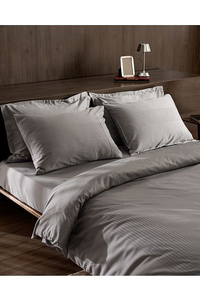 Madame Coco Reveire King Size Cotton Bamboo Dobby Duvet Cover Set - Gray