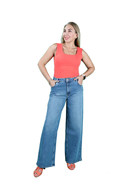 BALİNS Orta Mavi Geniş Paça Jeans